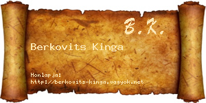 Berkovits Kinga névjegykártya